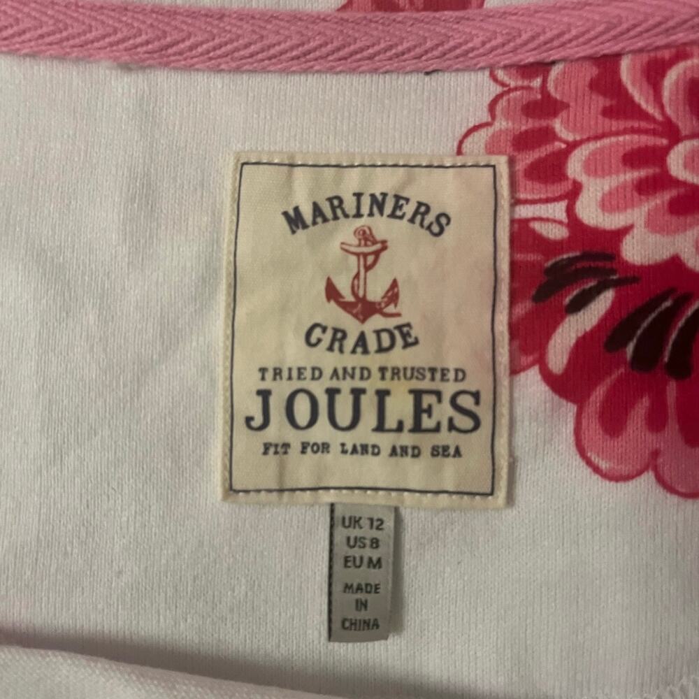 Women's Joules White and Flower Print Thick Shirt Top Size US‎ 8 - Picture 3 of 3